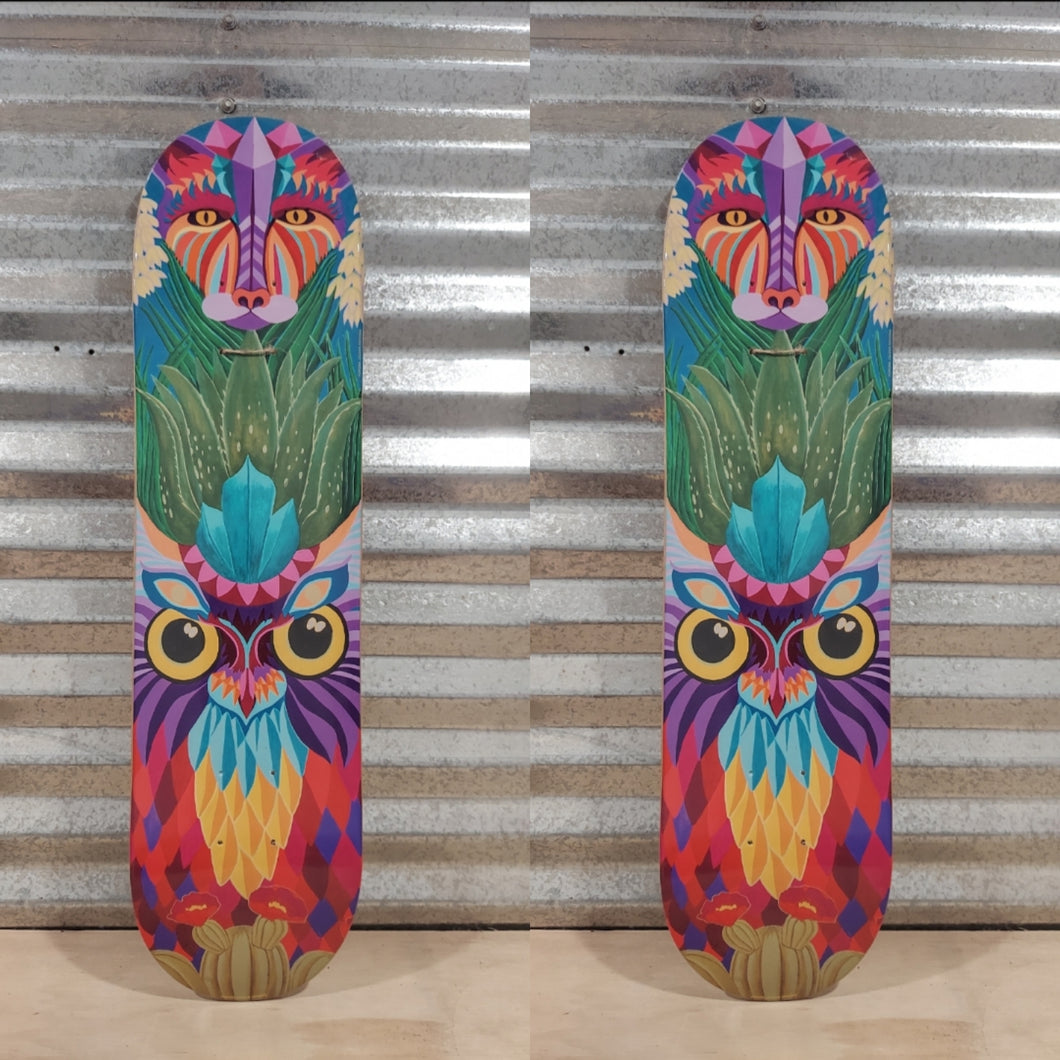 Skateboard/ owl& mountain lion