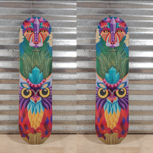 Skateboard/ owl& mountain lion